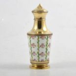 Sevres-style porcelain and silver gilt-mounted sugar shaker.