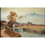 William Henry Pyne, Nr Great Marlow, and other paintings and prints.