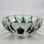 Val St Lambert, an emerald green overlay glass bowl.