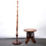 African carved hardwood lamp and a table,