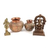 Miniature brass and metal figures, including Hindu Gods and other Anglo-Indian items.