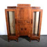 Walnut side-by-side bureau bookcase,