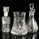 Lead crystal mallet-shape decanter and other table glass,