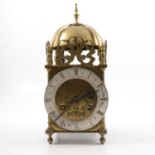 Brass lantern clock, 20th Century,