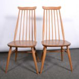 Pair of Ercol spindle-back dining chairs,