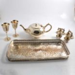 Electroplated entree dishes, goblets, and other wares.