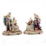 Pair of Meissen style figure groups, depicting a musical soiree.