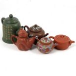 Chinese redware teapots and a jug,