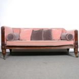 Regency mahogany framed three seater settee,