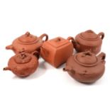 Five Chinese redware teapots,