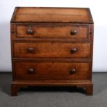 George III oak and mahogany bureau