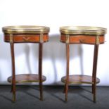 Pair of Louis Phillipe style kidney-shape table en chiffonier