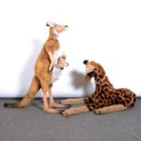 Tommy Toys plush giraffe plush toy and a Hamley's kangaroo plush model