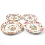 Pair of Chinese soup plates and two famille rose plates,