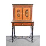 Napoleon III style yew wood, marquetry and gilt metal bonheur de jour