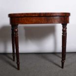 George III mahogany bow-front card table,