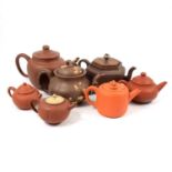 Seven Chinese redware teapots