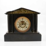 Victorian black slate mantel clock