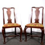 Pair of George II walnut dining chairs,