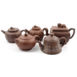 Five Chinese redware teapots,