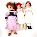 Three bisque head dolls, including Julius Hering, Germany 'Viktoria'