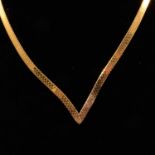 A 9 carat yellow gold V shape necklace.