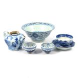 Chinese blue and white bowl, Kangxi style teapot, etc.