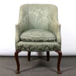 Pair of Edwardian chairs; and a tub chair,