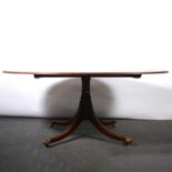 Regency style mahogany pedestal dining table,