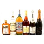 Six bottles of spirits, liqueur and wine