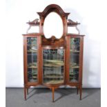 Victorian mahogany and marquetry display cabinet.