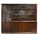 A George IV mahogany breakfront library bookcase.