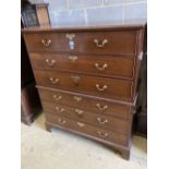 A George III mahogany chest of six drawers, in two sections, width 120cm, depth 54cm, height 145cm