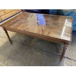 A reproduction rectangular inlaid yew coffee table, width 123cm, depth 78cm, height 52cm