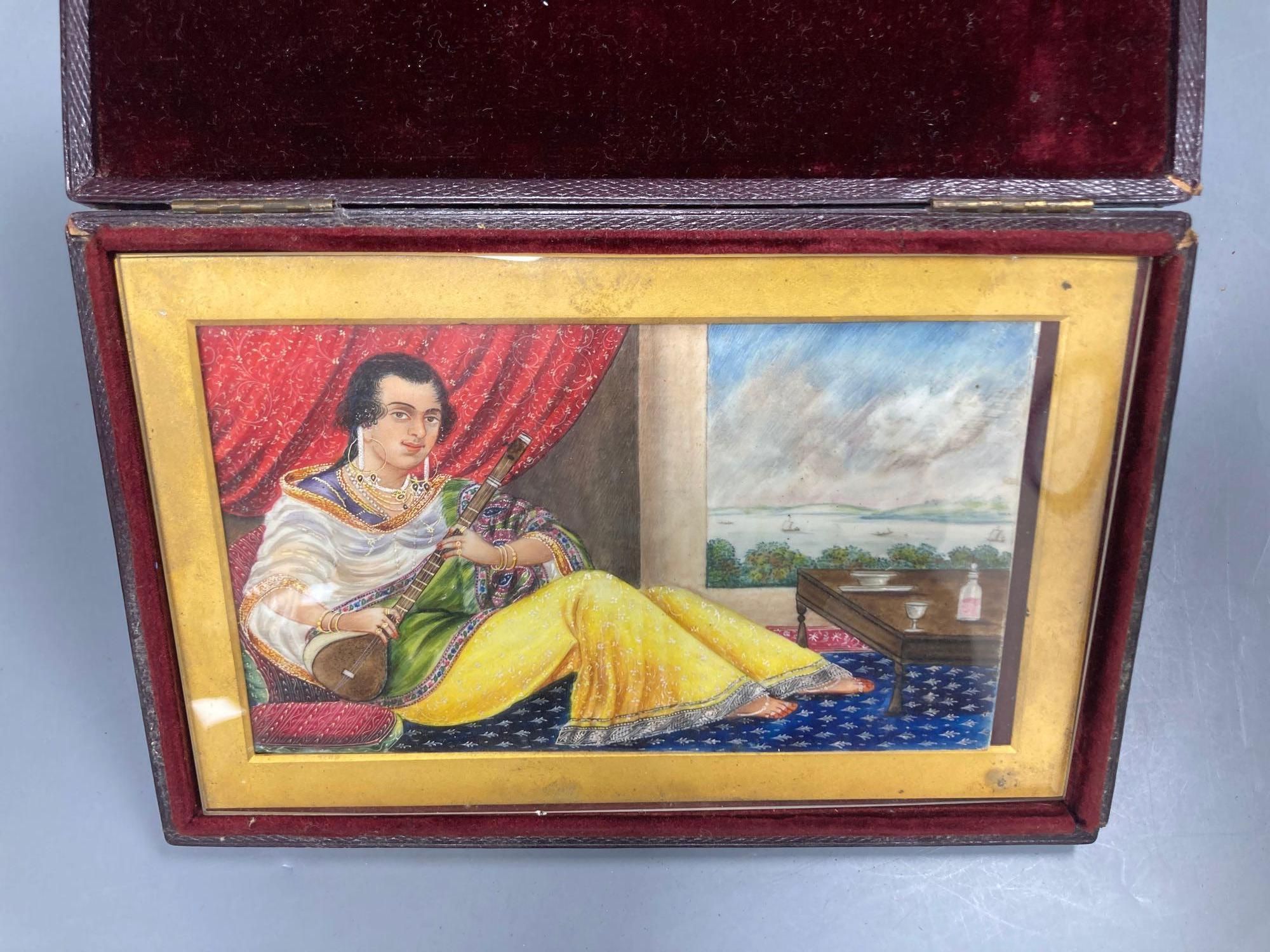 A late 19th century Indian School, gouache, lady playing a sitar - Image 2 of 4