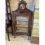 An Edwardian painted mahogany mirror back display cabinet, width 69cm, depth 33cm, height 152cm