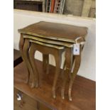 A French transitional style nest of tables, width 51cm, depth 42cm, height 59cm
