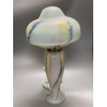 An Sabino Verrier d'art marbled glass mushroom lamp, script signature underside, overall 53cm