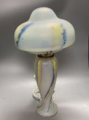 An Sabino Verrier d'art marbled glass mushroom lamp, script signature underside, overall 53cm