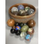 A collection of Scottish ceramic and other carpet bowls
