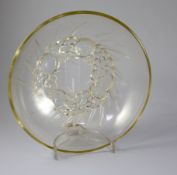 René Lalique. A pre-war amber tinted glass Mont-Dore pattern bowl, no.396, designed in 1928, moulded