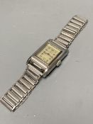 A gentleman's 1940's? stainless steel Omega manual wind wrist watch, with rectangular Arabic dial