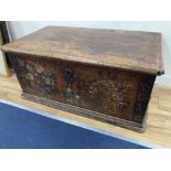 A 19th century Swiss or Austrian painted pine coffer, width 99cm, depth 55cm, height 45cm