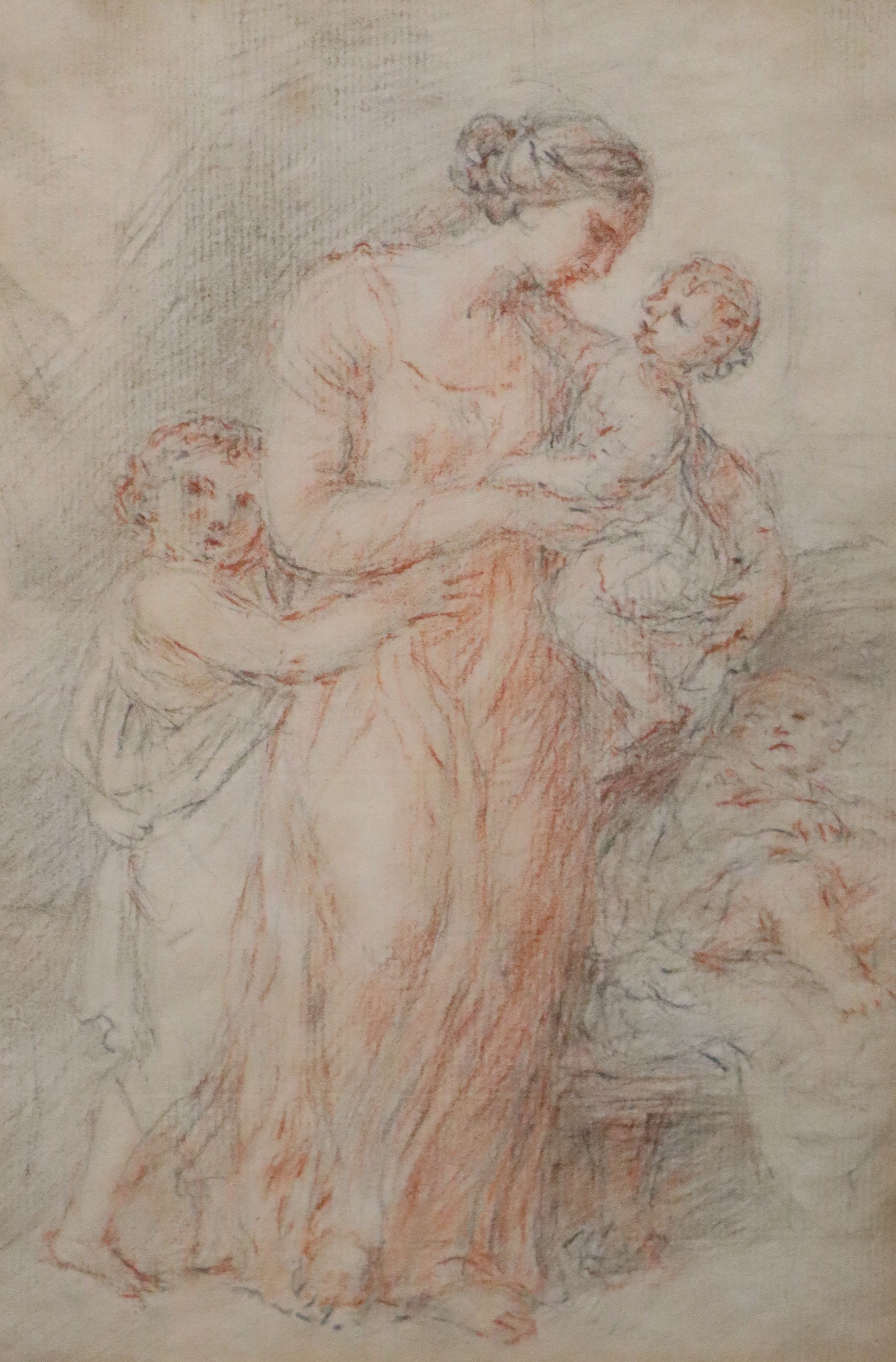 Attributed to Giovanni Battista Cipriani (1727-1785)pencil and sepia chalkA mother and her children8