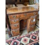 An 18th century and later inlaid walnut kneehole desk, width 80cm, depth 51cm, height 78cm