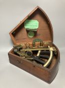 A 19th century ebony and brass sextant by Crichton Bros, Billiter St, London, with ivory scale