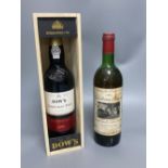 One bottle of Dow's Christmas Port and a bottle of Chateau Pitray 1974