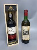 One bottle of Dow's Christmas Port and a bottle of Chateau Pitray 1974