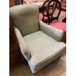 An Edwardian upholstered armchair, width 71cm, height 80cm