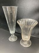 Two panel cut glass vases, first half 19th century, tallest 32cmCONDITION: Andrew Rudebeck